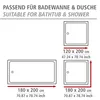 Diagrams showing dimensions for bathtubs and showers. Produktbild-Vorschau