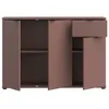 A studio shot of a terracotta-colored sideboard with three doors and one drawer, against a white background. Anteprima dell’immagine prodotto