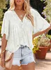 ASKSA Damen Chiffon Bluse 3/4 Glockenärmel Tunika Sommer Produktbild-Vorschau 2