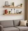 Wandregal Eiche massiv 80x22x4 cm mit Baumkante – Produktbild-Vorschau 2