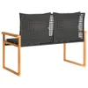 Panchina da giardino con cuscini in poly rattan nero e Anteprima dell’immagine prodotto 6