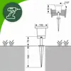 Diagram showing dimensions and installation of an LED garden spotlight. Anteprima dell’immagine prodotto