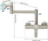 A diagram of a silver faucet with dimensions and rotation indicators. Podgląd zdjęcia produktu