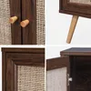 A collage of close-up images showing details of a wooden sideboard with rattan weaving. Produktbild-Vorschau
