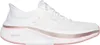 A white Skechers women's slip-on sneaker with pink and rose gold accents. Podgląd zdjęcia produktu