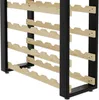 A close-up view of a wooden wine rack with black metal framing. Produktbild-Vorschau