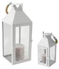 2er Set Laternen Windlicht Gartenlaterne weiß Metall 25/40cm Seilgriff Productafbeelding-voorbeeld
