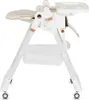 A white high chair with beige padding and rose gold accents, shown from the side against a white background. Náhled obrázku produktu