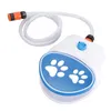 A white and blue dog water dispenser with a hose attached, shown on a white background. Náhled obrázku produktu