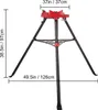 A red and black pipe vise stand with dimensions indicated. Podgląd zdjęcia produktu