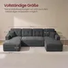VASAGLE U-Form Sofa 6-Sitzer Modulares Cord Sofa mit Kissen Produktbild-Vorschau 8