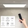 A hand holding a remote control in front of a ceiling light panel with feature icons below. Anteprima dell’immagine prodotto