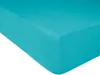 A close-up, angled view of a turquoise fitted sheet. Náhled obrázku produktu