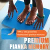 A person's feet are on a blue balance pad, demonstrating its use. Podgląd zdjęcia produktu
