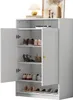 Schuhkommode mit 2 Türen, verstellbaren Regalen & goldenen Produktbild-Vorschau 9