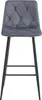 A front view of a dark gray velvet bar stool with diamond tufting and black metal legs, isolated on a white background. Voir les images du produit
