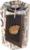 A hexagonal gift box wrapped in paper with a letter pattern, decorated with a black tag and a gold wax seal. Voir les images du produit