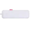 A white power strip with a red button on top, shown from a side view against a white background. Voir les images du produit