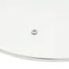 A close-up shot of a stainless steel pot lid with a silver handle attachment. Podgląd zdjęcia produktu