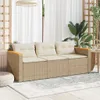 vidaXL Gartensofa mit Kissen 3-Sitzer Beige Poly Rattan Produktbild-Vorschau 3