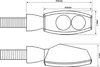 Technical drawing with dimensions of a motorcycle indicator light. Podgląd zdjęcia produktu