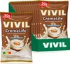A display box of VIVIL CremeLife Latte Macchiato sugar-free bonbons, with one packet in the foreground. Produktbild-Vorschau