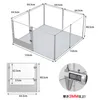 A diagram showing the dimensions of a modular pet enclosure, with a close-up of a caliper measuring thickness. Anteprima dell’immagine prodotto