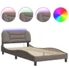 The Living Store Bettgestell mit LED Taupe 100x200 cm Stoff Produktbild-Vorschau 3