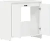 A white cabinet with two doors open, showing the interior. Voir les images du produit
