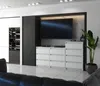A modern living room with a TV, entertainment unit, and wine cabinet. Produktbild-Vorschau