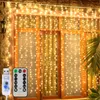 A window decorated with string lights and a remote control. Produktbild-Vorschau