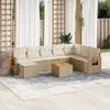 9-tlg. Garten-Sofagarnitur mit Kissen Beige Poly Rattan Produktbild-Vorschau 2