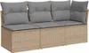 vidaXL Gartensofa mit Kissen 3-Sitzer Beige Poly Rattan Produktbild-Vorschau 1