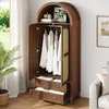 Merax Kleiderschrank mit Bogen-Nische und Rattan-Doppeltür, Produktbild-Vorschau 3