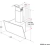 A technical drawing of a range hood with dimensions indicated. Produktbild-Vorschau