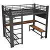 Lit mezzanine 140 x 200 cm en métal noir avec éclairage LED Voir les images du produit 11