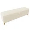 A beige upholstered storage bench with wooden legs against a white background. Produktbild-Vorschau