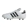 A side view of a white Adidas soccer cleat with black stripes. Produktbild-Vorschau