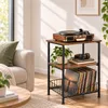 Relaxdays Plattenspieler Tisch, 3 Ebenen, Industrial, Produktbild-Vorschau 2