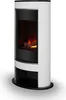 A white electric fireplace with a black glass front and a black base. Produktbild-Vorschau
