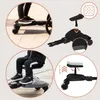 A collage of images showing a universal buggy board with a seat attachment for a stroller. Náhľad obrázku produktu