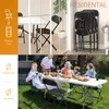 Collage showing folding chairs and a family dining outdoors. Podgląd zdjęcia produktu