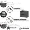 Collage of images and text explaining the features of a furniture product, likely a cabinet or dresser. Náhled obrázku produktu
