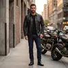 Lederhemd Herren Motorradhemd Lederjacke, Größe:52/L, Produktbild-Vorschau 10