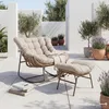 home24 Gartensessel mit Fußhocker - Stahl / Webstoff - Grau Produktbild-Vorschau 3