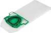 A vacuum cleaner dust bag with a green plastic connector. Produktbild-Vorschau