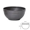 A dark gray planter with a decorative textured rim and ribbed body, shown in isolation. A small diagram with dimensions is in the bottom right corner. Produktbild-Vorschau