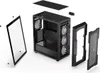 An exploded view of a computer tower case, showing its various components. Produktbild-Vorschau