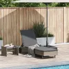vidaXL Sonnenliege mit Rollen und Auflage Grau Poly Rattan Produktbild-Vorschau 3