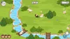 A cartoon-style video game scene with sheep, a river, trees, and fruit trees. Produktbild-Vorschau